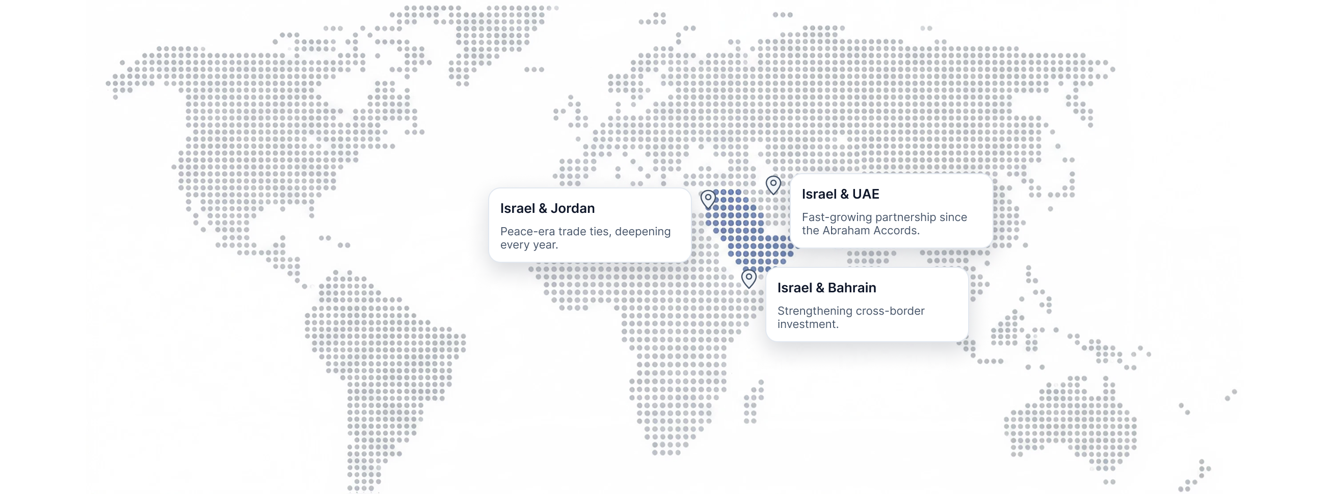 Map of Israel, Jordan, UAE, and Bahrain